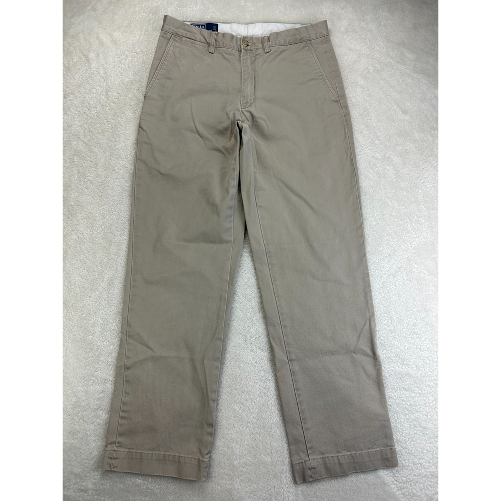 Polo Ralph Lauren Preston Pants Mens 32x32 Beige Cotton Flat Front Slash Pocket